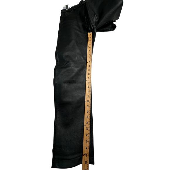 Vintage y2k Womans 8 High Waist Straight Leg Leather Pants Flat Front Crop Black - Picture 6 of 7